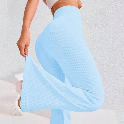 High Waisted Threaded Horn Yoga Pants, Hip Lifting Fitness Pants