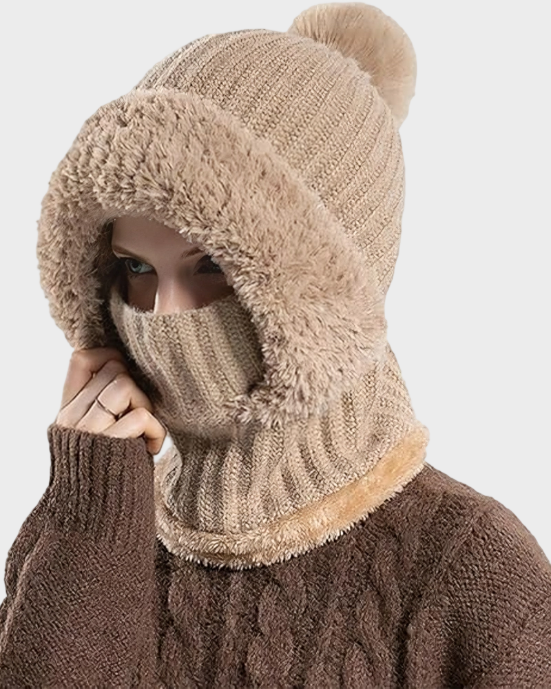 Thick Warm Knit Beanie with Pom Pom for Winter