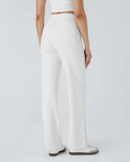 High-Waist Button Front Straight-Leg Pants
