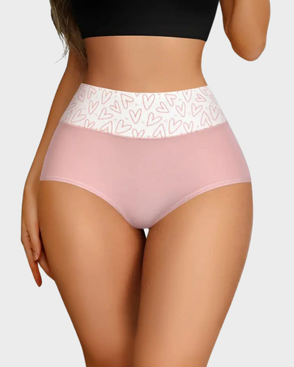 Soft Cotton Heart Print High-Waist Panties (6 Pack)