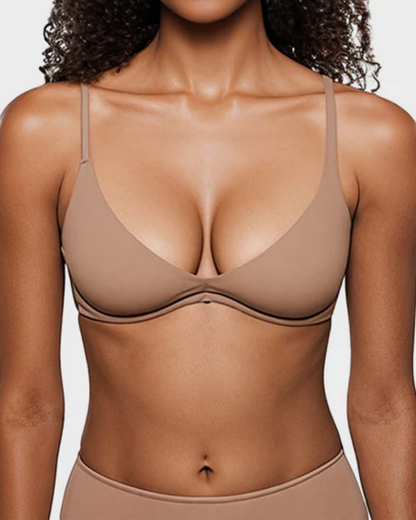 Unlined Plunge Balconette Bra with Underwire