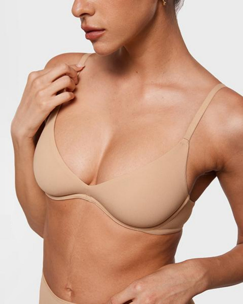 Unlined Plunge Balconette Bra with Underwire