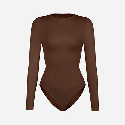 Seamless long-sleeve bodysuit for outerwear