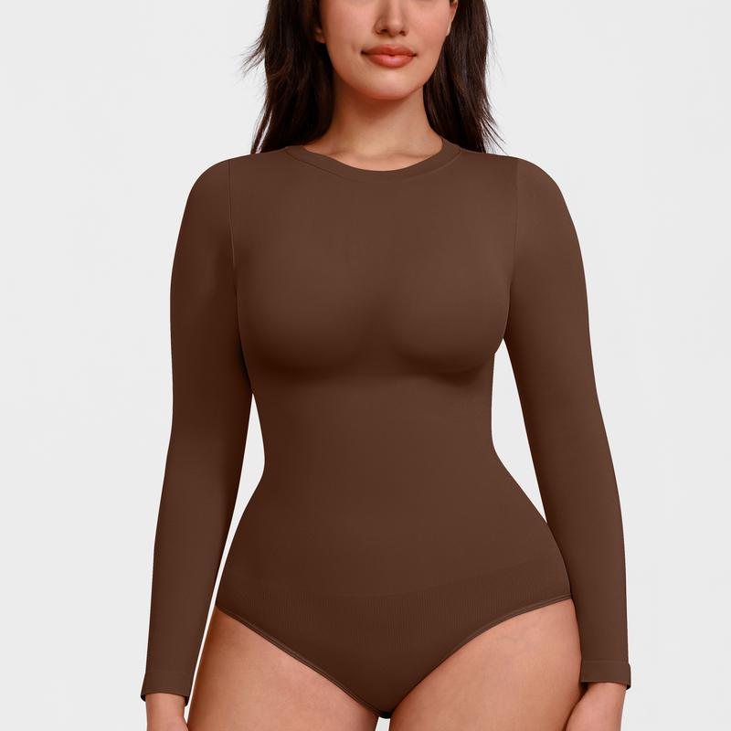 Seamless long-sleeve bodysuit for outerwear