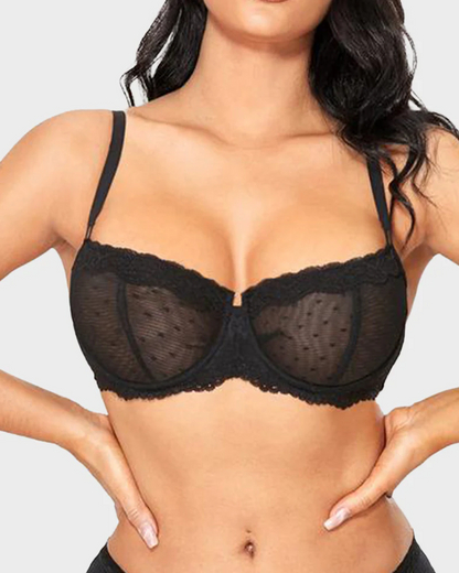 Sexy Lace Bra Underwire Balconette Unlined Demi Sheer Plus Size