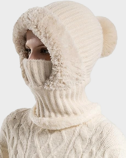 Thick Warm Knit Beanie with Pom Pom for Winter