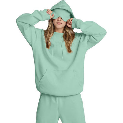 Airplane Model Travel Hoodie Eye Mask Built in Long Sleeve Oversized Sweatshirt