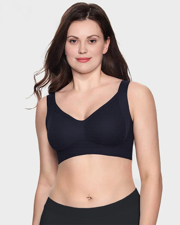 ️Women's Ribbed Push Up Adjustable Wireless Bra