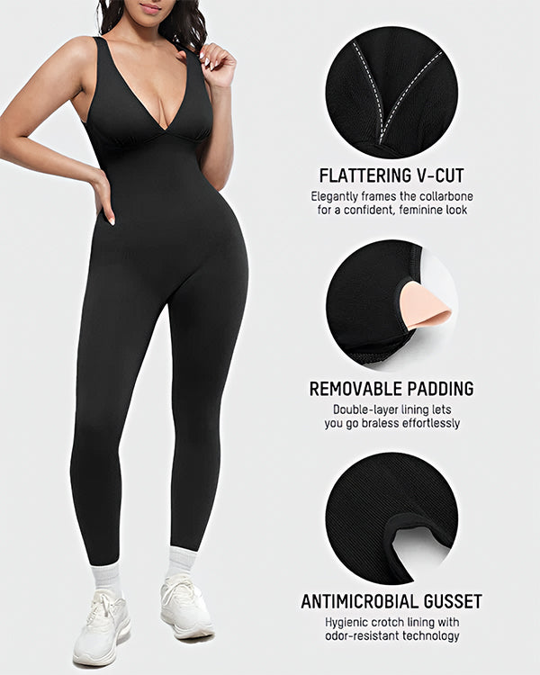 Deep V Tummy Control Sculpting Jumpsuit