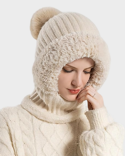 Thick Warm Knit Beanie with Pom Pom for Winter
