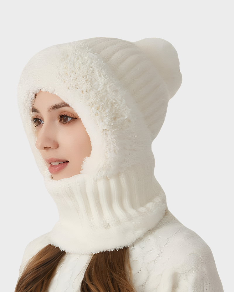 Thick Warm Knit Beanie with Pom Pom for Winter