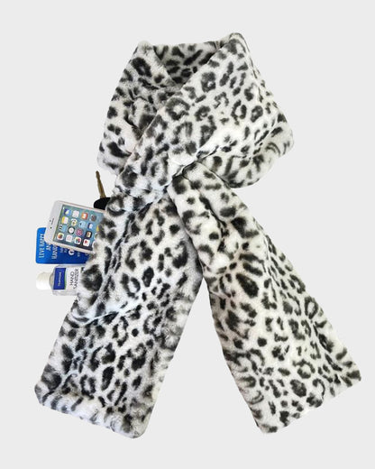 Faux Fur Pull-Through Scarf with Zipper Pocket