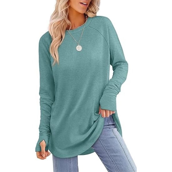 Women's Thumbhole Round Neck Long Sleeve
