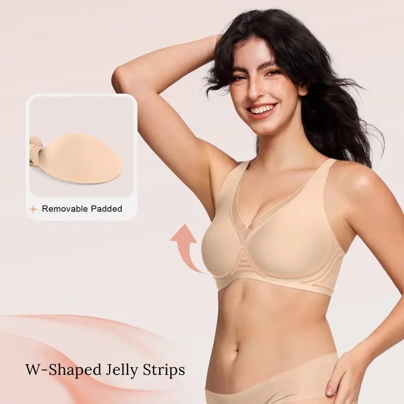 Deep V-Mesh Wireless Seamless Women's Bra