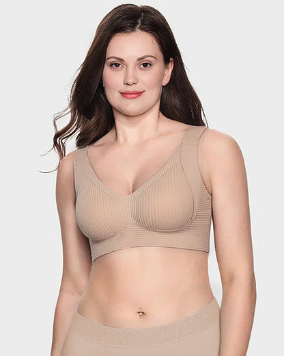 ️Women's Ribbed Push Up Adjustable Wireless Bra