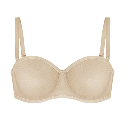 Strapless Mesh Underwire Balconette Bra