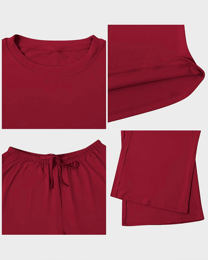 Wide-Leg Lounge Set for Women Stretchy Crop Top & Pants