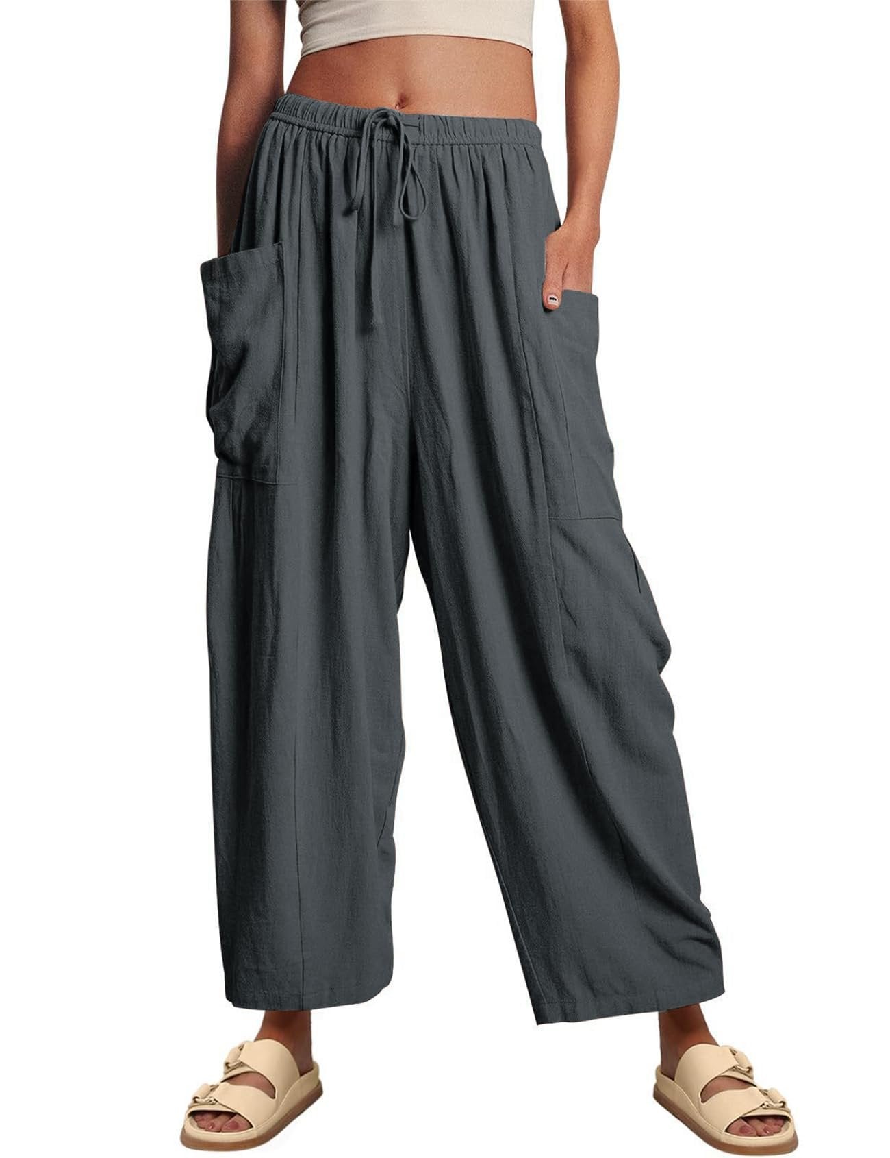 Women's Linen Casual Wide Leg Pants