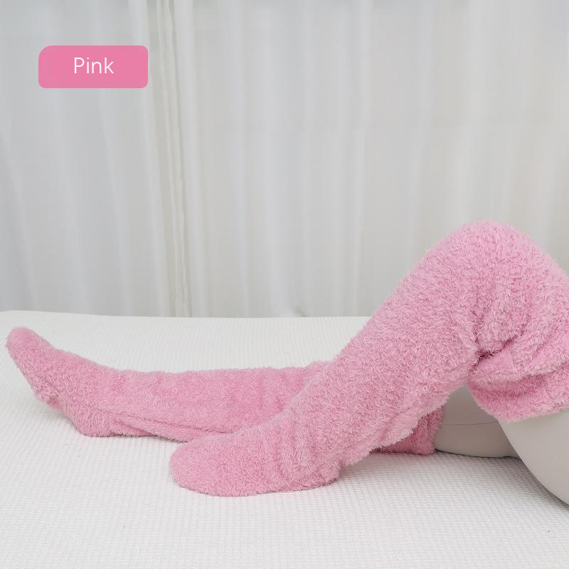 High Fuzzy Long Socks Winter Warm Cold Leg Knee Joint