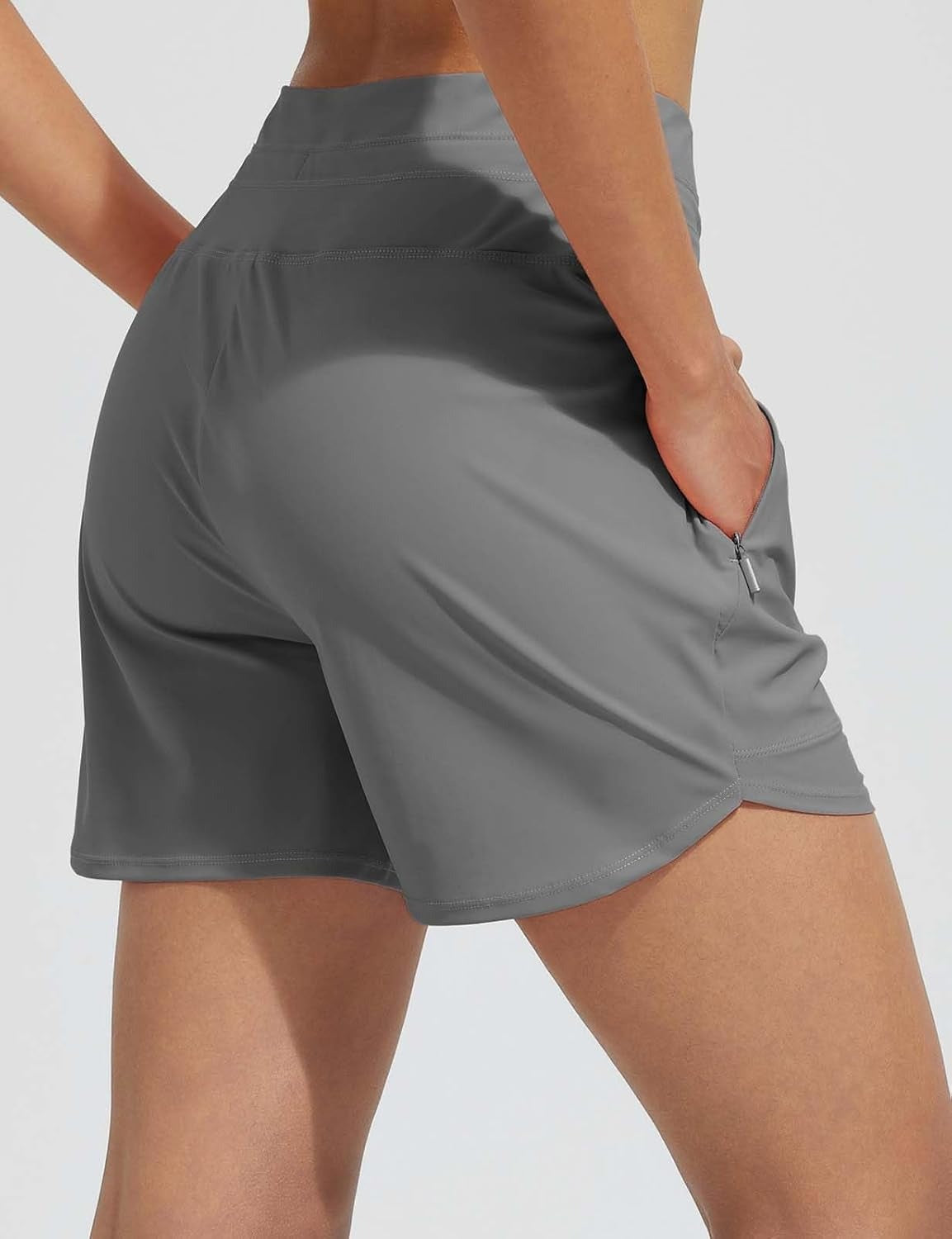 High-Waisted Quick-Dry Swim Shorts