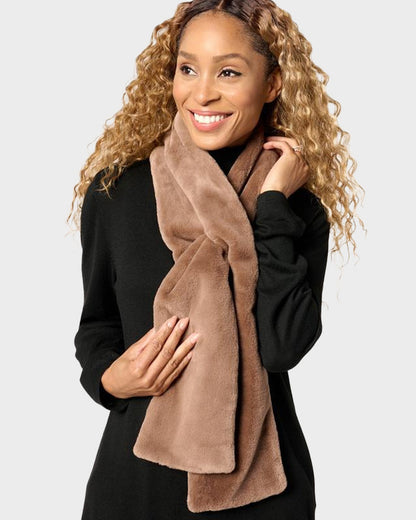 Faux Fur Pull-Through Scarf with Zipper Pocket