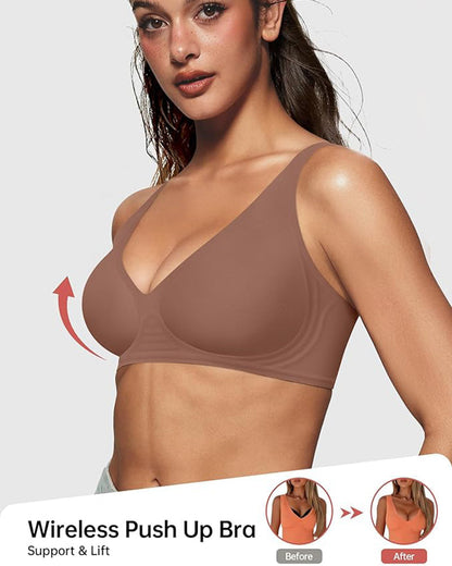 Seamless Deep V Push-Up Wireless Bra