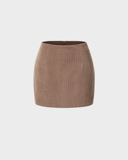 High Waist Corduroy 2-in-1 Mini Skirt