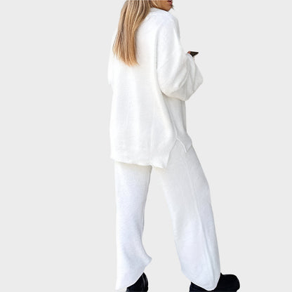 Soft Fuzzy V-Neck Loungewear Set