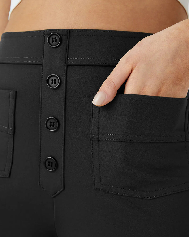 High-Waist Button Front Straight-Leg Pants