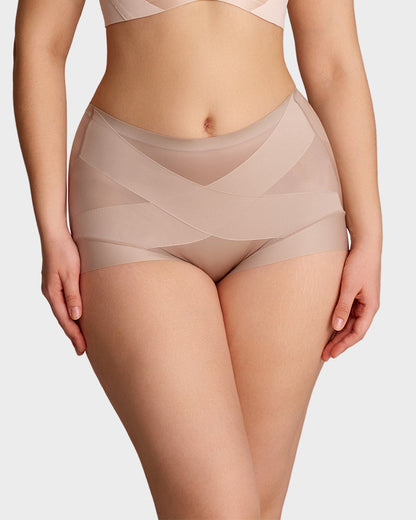 High-Waist Cross Compression Shaping Panties （6 Pack）