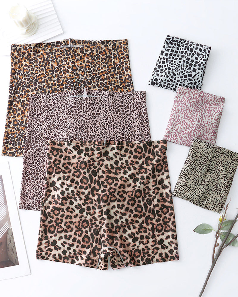 Mid-Rise Ice Silk Leopard Panties (6 Pack)