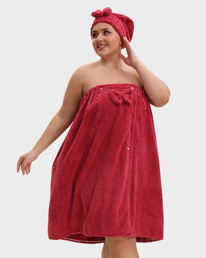 Plus Size Adjustable Bath Skirt & Quick-Dry Cap Set