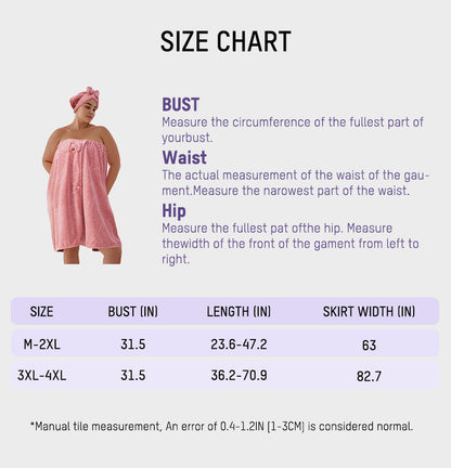 Plus Size Adjustable Bath Skirt & Quick-Dry Cap Set