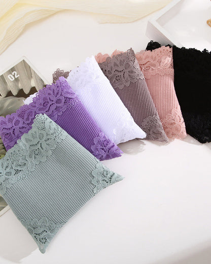 Ribbed Cotton Lace Mid-Rise Panty(9 pack）