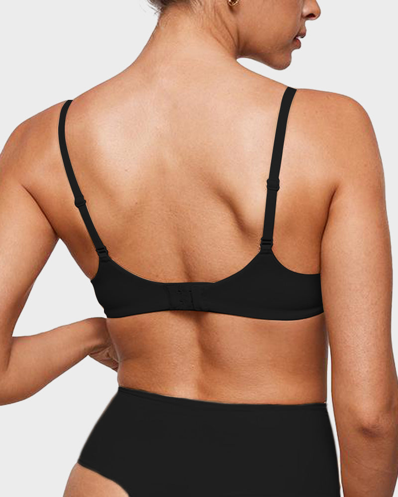 Unlined Plunge Balconette Bra with Underwire