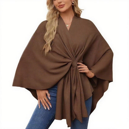 Elegant Shawl Wraps Soft Open Front Poncho Sweater