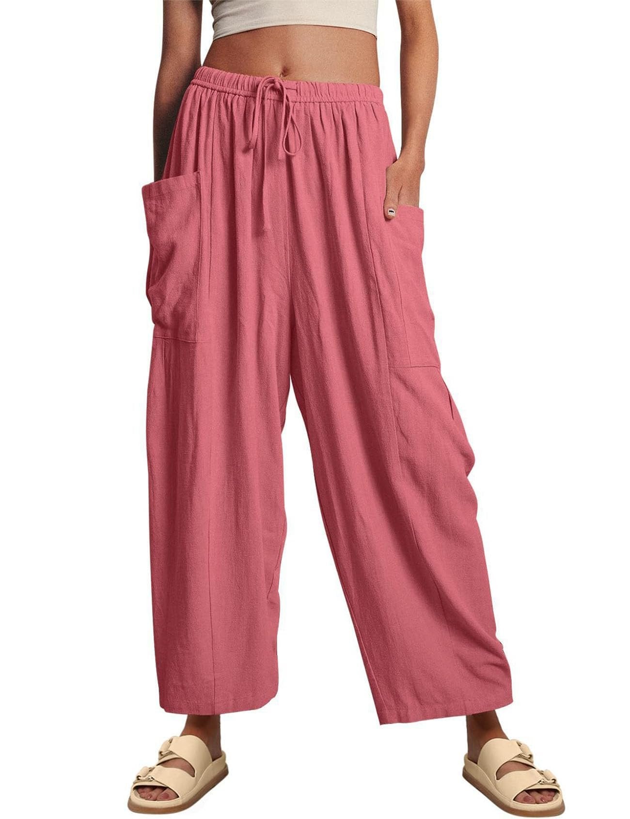 Women's Linen Casual Wide Leg Pants