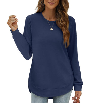 Women's Sweatshirt Crewneck Curved Hem