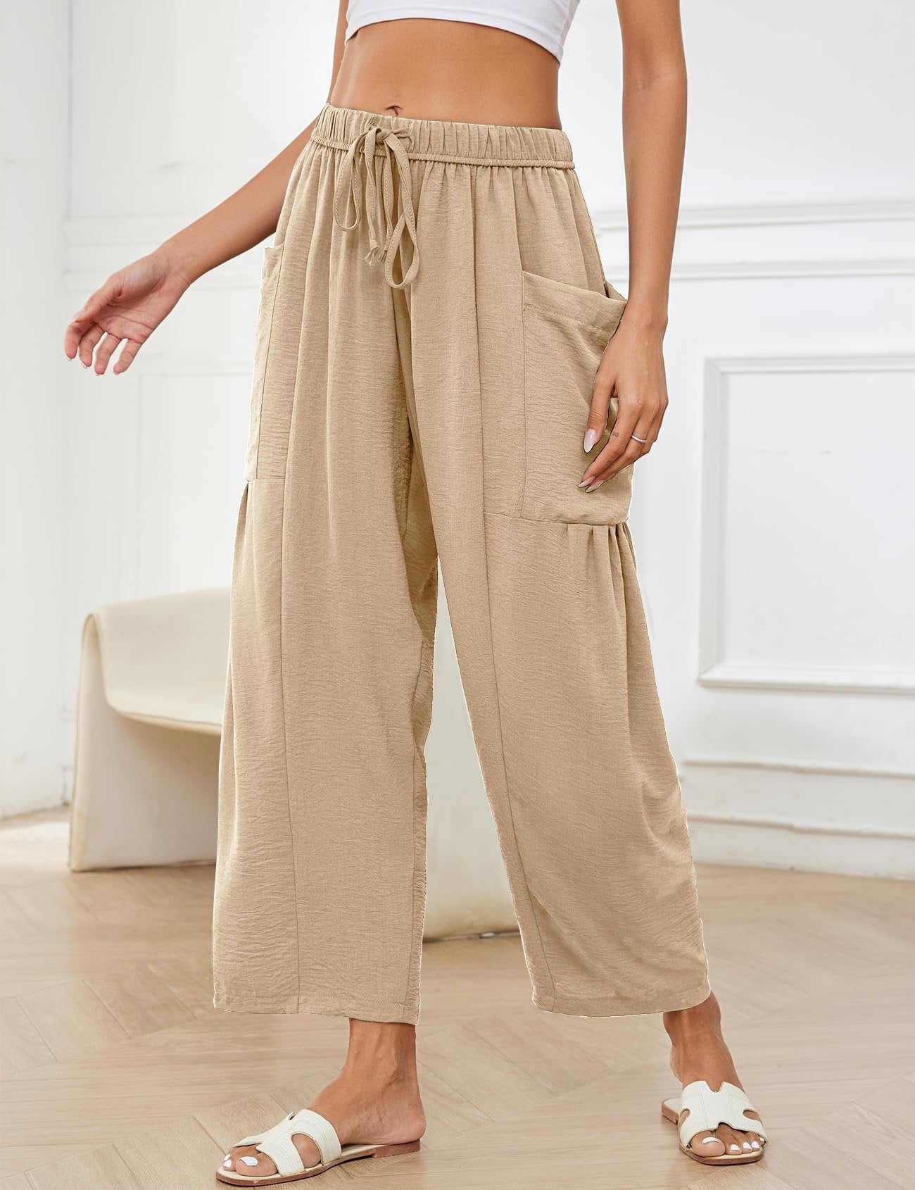 Women's Linen Casual Wide Leg Pants