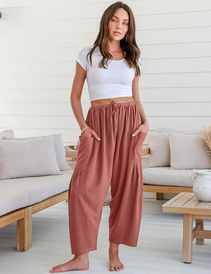 Women's Polyester Wide Leg Pants with Pockets