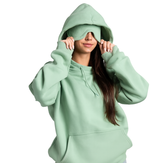 Airplane Model Travel Hoodie Eye Mask Built in Long Sleeve Oversized Sweatshirt